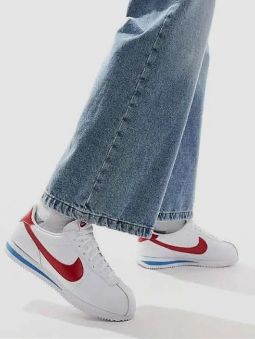 NIKE‎ Forrest Gump Cortez White/Red/Blue Leather Sneakers Size 8.5 Mens